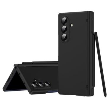 Imagem de LYJSMGZ Capa à prova de choque para Samsung Galaxy Z Fold 7, capa de proteção de dobradiça com orifício de lente de precisão integrada com membrana concha equipada com caneta Stylus, preta, Z Fold 7