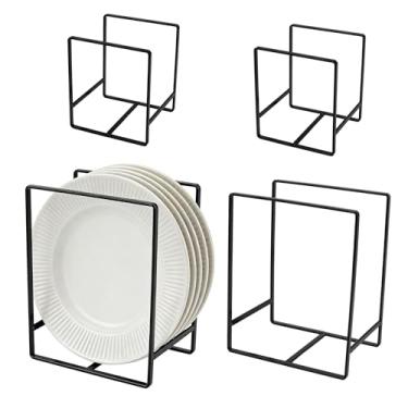 Imagem de SIBAO Pacote com 4 organizadores de suporte de placa de metal, prateleiras verticais de 12 e 16 cm para tábuas de corte, pratos, panelas e frigideiras