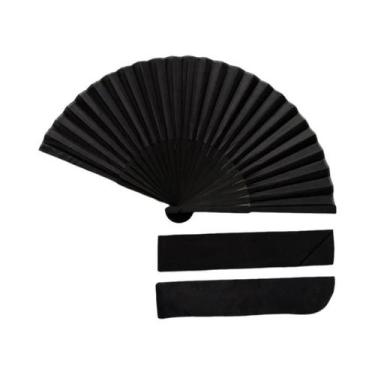 Imagem de Leque De Mão Dobrável Preto Estilo Chinês Vintage Para Dança, Casament