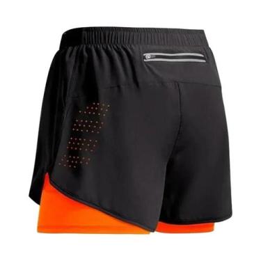 Imagem de Shorts De Corrida Masculinos Pretos 2 Em 1 Com Camada Dupla Para Fitne