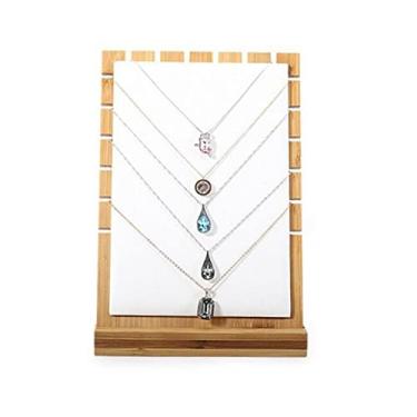 Imagem de Suporte de joias caixa de joias de madeira suporte de exibição para colar brinco pingente suporte de corrente placa de exibição caixa de armazenamento prateleira de exibição de joias expositor de