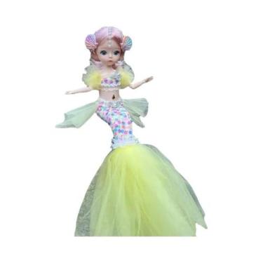 Imagem de Boneca Sereia De 45cm Com Olhos Azuis, Vestido De Princesa, Brinquedo 