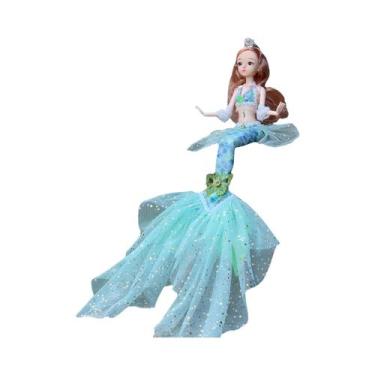 Imagem de Boneca Sereia De 45cm Com Olhos Azuis, Vestido De Princesa, Brinquedo 