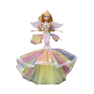 Imagem de Boneca Sereia De 45cm Com Olhos Azuis, Vestido De Princesa, Brinquedo 