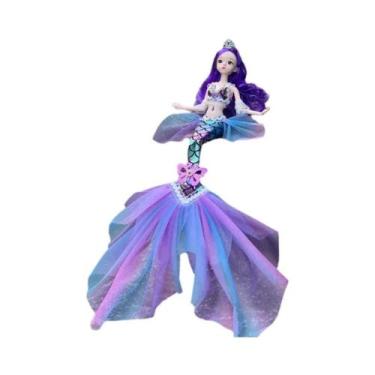 Imagem de Boneca Sereia De 45cm Com Olhos Azuis, Vestido De Princesa, Brinquedo 