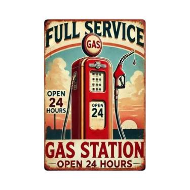 Imagem de Placa De Metal Retrô De Posto De Gasolina Com Serviço Completo, Arte D