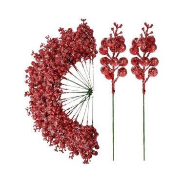 Imagem de Buquê De Flores Artificiais Com Glitter E Frutas Vermelhas, Enfeites P