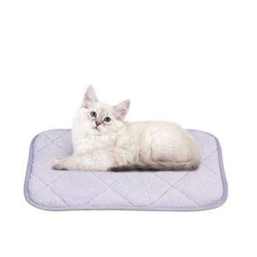 Imagem de NWK Tapete fofo para gatos com autoaquecimento, cobertor para gatos, tapete térmico para cães, lavável, fundo antiderrapante para sofá, caixa, canil e assento de carro (lavanda, pequeno (50 x 40 x