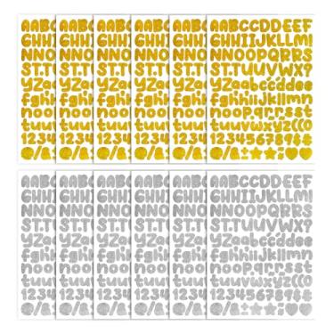 Imagem de Dizdkizd Holographic Alphabet Stickers (1356 Pcs), 6 Gold and 6 Silver, 1/2 Inch Glittery Letters/Numbers/Stars/Hearts, Removable and Strong Adhesion for Scrapbooks, Card Making, Gifts