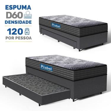 Imagem de Cama Box com Colchão de Espuma D60 Double Face Guarda Costas Comfort Force Probel + Auxiliar de Espuma Unique Solteiro 88cm