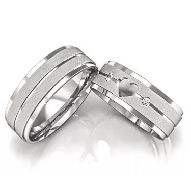 Imagem de Par De Aliancas Compromisso Namoro Prata 9507mm Com Zirconia