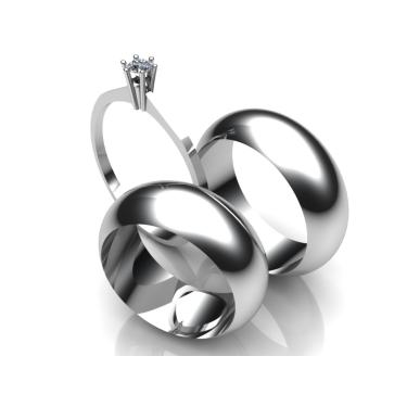 Imagem de Par Alianças De Compromisso E Namoro + Anel Solitario Zirconia