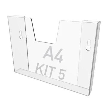 Imagem de Kit 5 Displays Porta Folha Parede A4 Acrílico Ps Horizontal