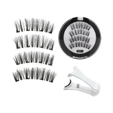 Imagem de Cílios Postiços Magnéticos 3D Naturais Reutilizáveis, Conjunto Com 4 C