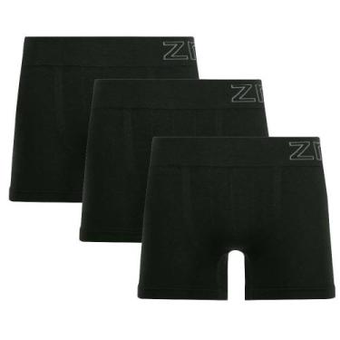 Imagem de Kit 3 Cuecas Boxer sem Costura Preto Zee Rucci, GG