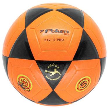 Imagem de Bola Futevôlei Vulcanizada Rio PU Poker, Laranja com preto