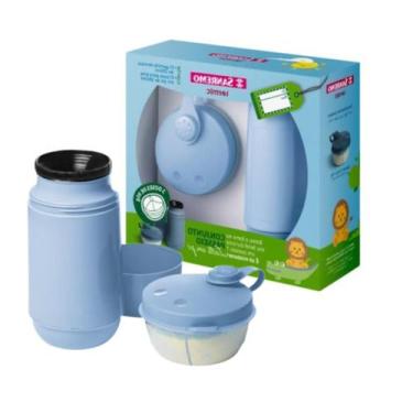 Imagem de CJ GARRAFA 250ML + POTE LEITE EM PO / Azul Promoção volta as aulas - S