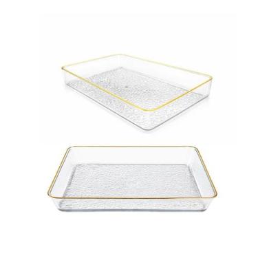 Imagem de Kit 2 Bandeja Acrílico Transparente Decorativa Mesa Café Organizadora 