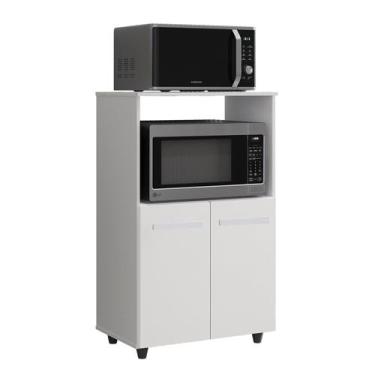 Imagem de Balcão Multiuso para Cozinha Micro-Ondas 2 Portas Taiane Branco - Mobl