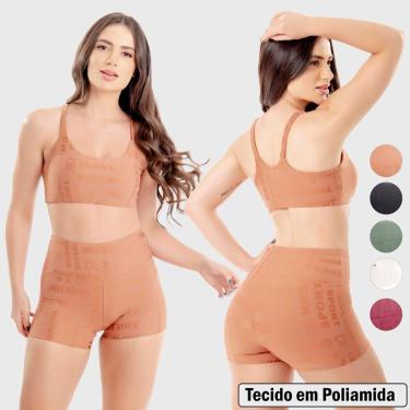 Imagem de Conjunto Fitness Top Short Poliamida Resenha Sport Alta Elasticidade Conforto-Feminino