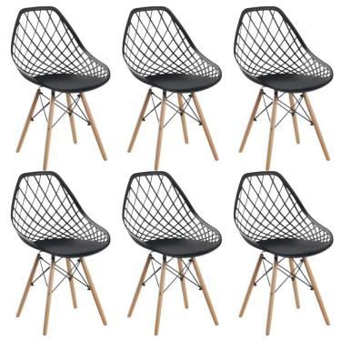 Imagem de Conjunto 6 Cadeiras Clarice Cloe Kaila Madeira Movescan Preta