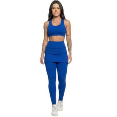 Imagem de Calça Legging Com Saia Serra e Mar Modas Academia Tapa Bumbum Treino Suplex Moda Fitness Musculação-Feminino