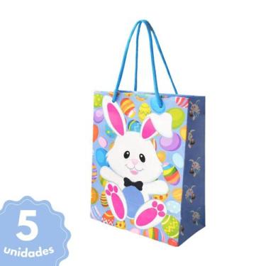 Imagem de Sacolas Cartonada Páscoa Premium Alça Nylon 17,5x8,5x21,5cm Quantidada