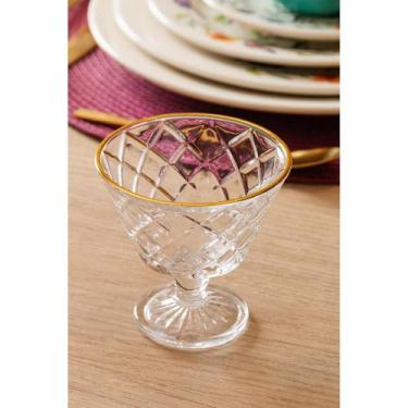 Imagem de Taça para Sorvete Diamante com Fio de Ouro Cristal 160ml - Wolff