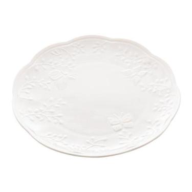 Imagem de Prato Raso Lyor Butterfly Flower Porcelana Branco