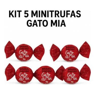 Imagem de Kit 5 Minitrufas Chocolate Ao Leite Gato Mia Brasil Cacau
