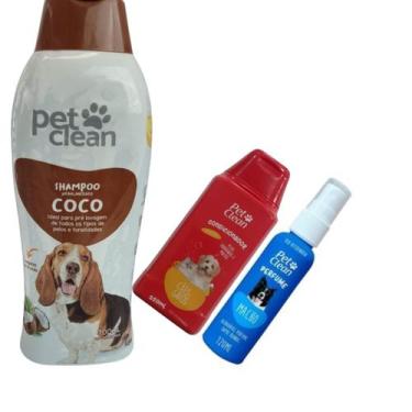 Imagem de Kit POP Pet Clean Shampoo + Perfume + Condicionador Pet Cães, Coco + P