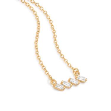 Imagem de Gargantilha com Zircônias Baguetes Rommanel 532638 Cor:Dourado, Dourad