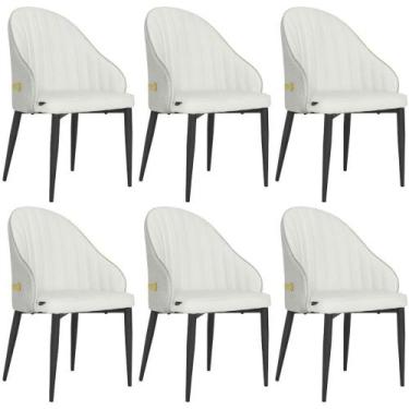 Imagem de Kit 6 Cadeiras De Jantar Estofada Design La Martina - Branca - MAGAZIN