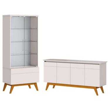 Imagem de Aparador Para Sala Buffet 1.6 E Cristaleira Classic Off White - Imcal