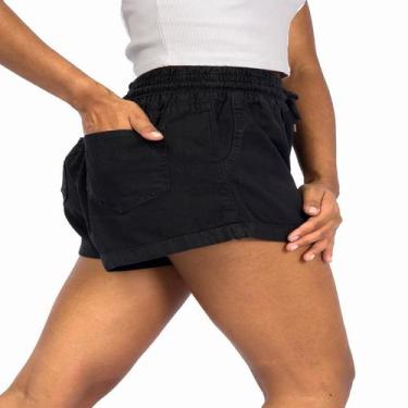 Imagem de Short feminino de sarja, barra dobrada, confortável e estilo casual ci