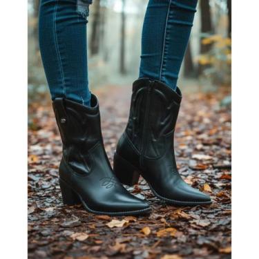 Imagem de Bota Cano Longo Via Marte Country Salto Grosso Original, Preto, 36