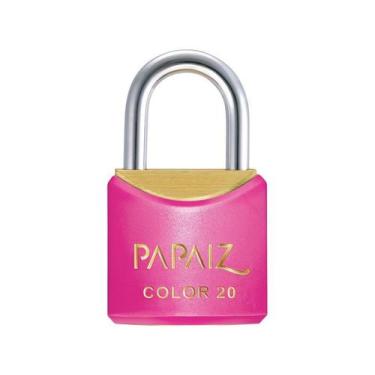 Imagem de Cadeado com Chave 20mm Latão Rosa Color Line Papaiz, Rosa
