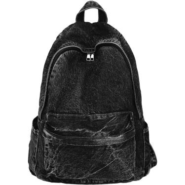 Imagem de Mochila jeans de grande capacidade retrô preta 0,65 kg