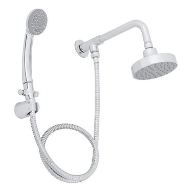 Imagem de Ducha Redonda Cromada De Parede Com Chuveirinho - Shower Prateado