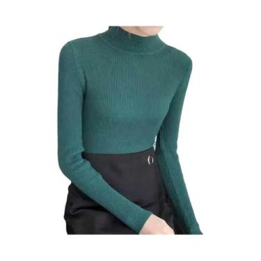 Imagem de Suéter Feminino De Gola Alta Slim Fit Para Outono/Inverno, Estilo Vint