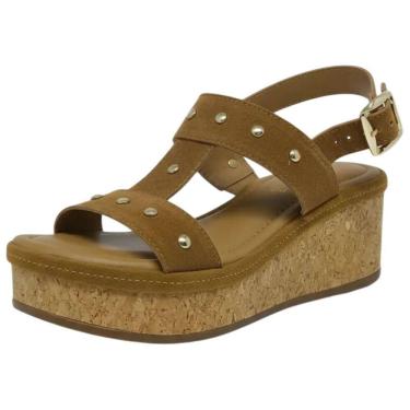 Imagem de Sandalia Feminina Anabela Conforto Detalhes Dourados Bebece