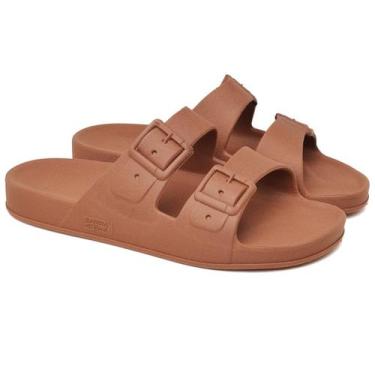 Imagem de Sandália Feminina Slide Confortável Pizaflex, Marrom, 40, Feminino