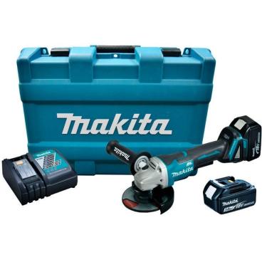 Imagem de Esmerilhadeira Angular 125mm 18v Metal 8500rpm Com Bateria Carregador Maleta Dga505rfe Makita