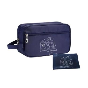 Imagem de Kit 2 Necessaire Organizadora e Bolsa Higiene Viagem Passeio - Azul - 
