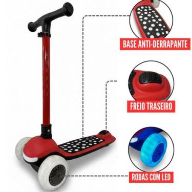 Imagem de Patinete Joy Infantil LED Brilhante Suporta 80kg com Musical via Bluet