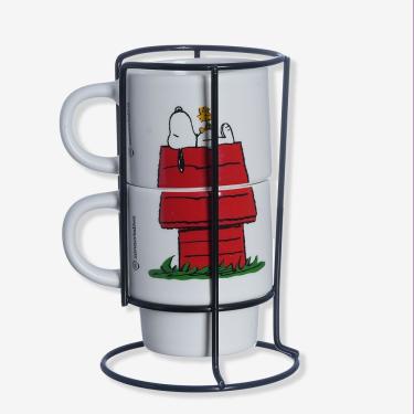 Imagem de Kit de Canecas Empilháveis Snoopy para Café em Cerâmica com Suporte Organizador para Cozinha Zonacriativa