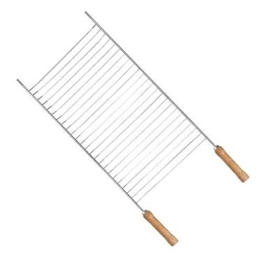 Imagem de Grelha para Churrasco Simples 71cm para Assar Alimentos em Arame Cromado Fácil de Limpar para Área Gourmet Prata Mor