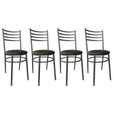 Imagem de Kit Conjunto Com 4 Cadeiras Para Cozinha Mesa Jantar Bar Lanchonete Re