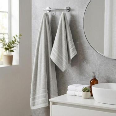 Imagem de Kit Toalha de Banho Grande Decorada Macia Fofa Corpo e Rosto 2 Peças C