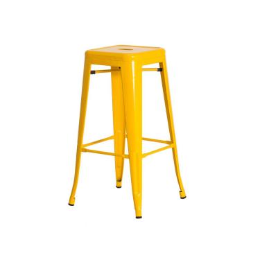 Imagem de Banqueta Tolix Iron Design Industrial Amarela 76 cm Aço Cozinha Bar Bistrô Bancada